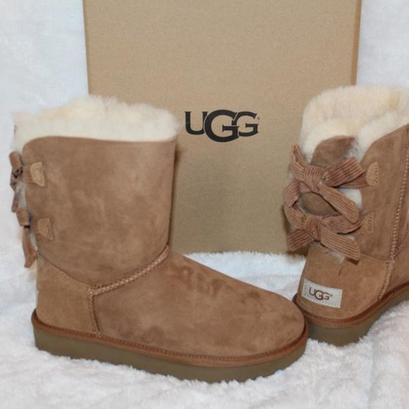 bailey bow corduroy genuine sheepskin boot